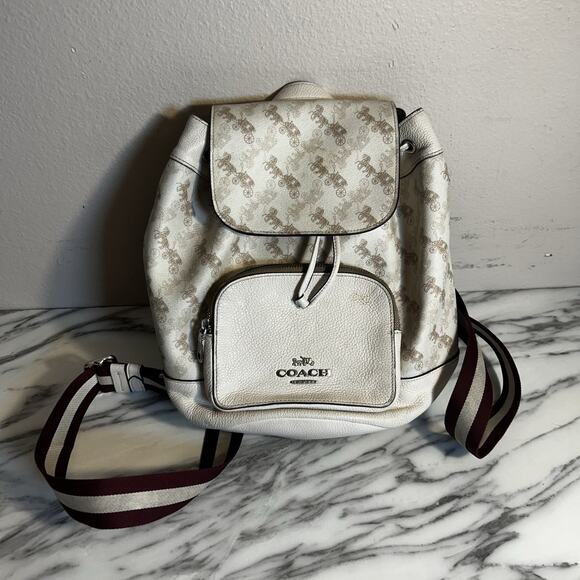 Coach | Bags | Coach Jes Backpack Ivory Cream Leather Horse Carriage ...